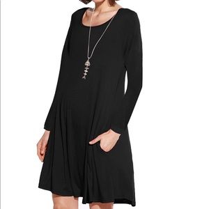 Black Long Seeve Comfortable Black Dress Spandex